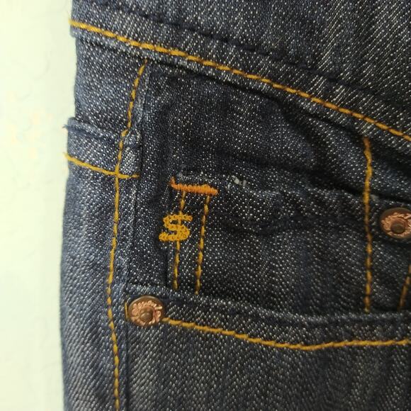 SEVEN7 Womens Jeans Size 26 Dark Denim Wash Flare Leg Cotton Spandex ALTERED - Picture 6 of 8